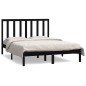vidaXL Estructura de cama madera maciza de pino doble negra 135x190 cm