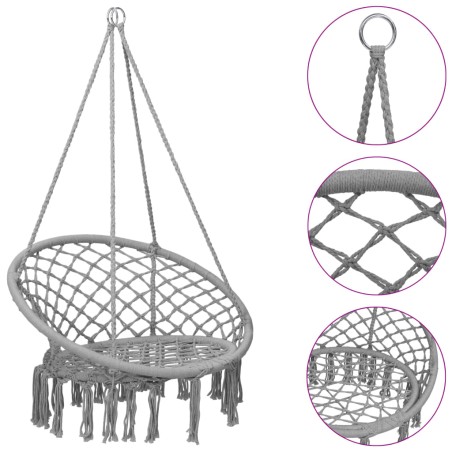 vidaXL Silla colgante hamaca columpio 80 cm gris