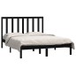 vidaXL Estructura de cama madera maciza de pino doble negra 135x190 cm