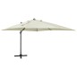 vidaXL Sombrilla voladiza con poste y luces LED arena 300 cm vidaXL Sombrilla voladiza con poste y luces LED arena 300 cm