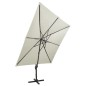 vidaXL Sombrilla voladiza con poste y luces LED arena 300 cm vidaXL Sombrilla voladiza con poste y luces LED arena 300 cm