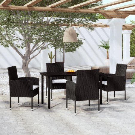 vidaXL Juego de comedor para jardín 5 piezas negro