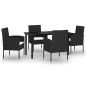 vidaXL Juego de comedor para jardín 5 piezas negro
