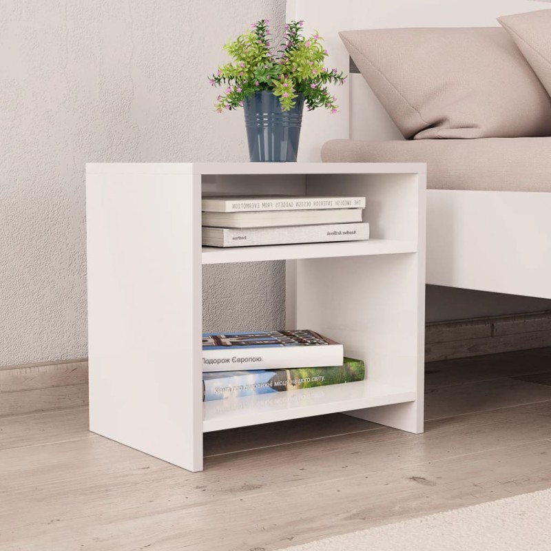 vidaXL Mesita de noche madera contrachapada blanco 40x30x40 cm