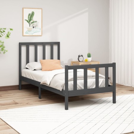 vidaXL Estructura de cama madera maciza de pino gris 100x200 cm