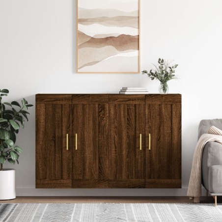 vidaXL Armarios de pared 2 uds madera de ingeniería marrón roble