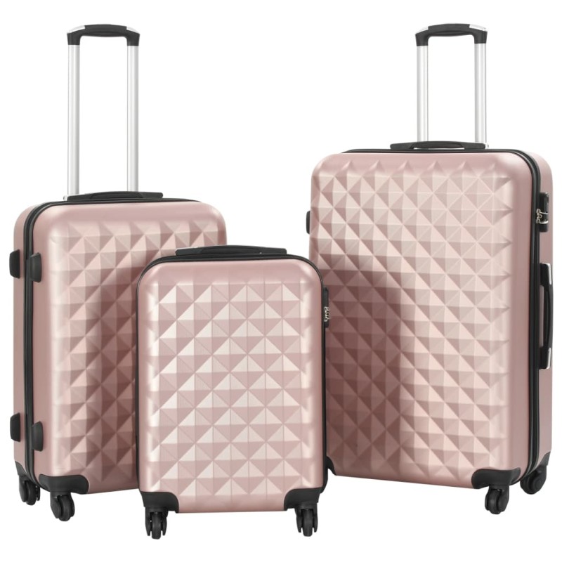 vidaXL Juego de maletas rígidas ruedas trolley 3 pzas rosa dorado ABS vidaXL Juego de maletas rígidas ruedas trolley 3 pzas rosa dorado ABS