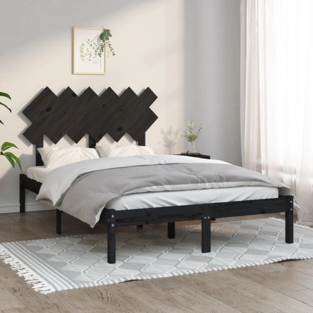 vidaXL Estructura de cama madera maciza negro 120x200 cm