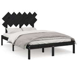 vidaXL Estructura de cama madera maciza negro 120x200 cm