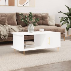 vidaXL Mesa de centro madera contrachapada blanco 90x50x40 cm
