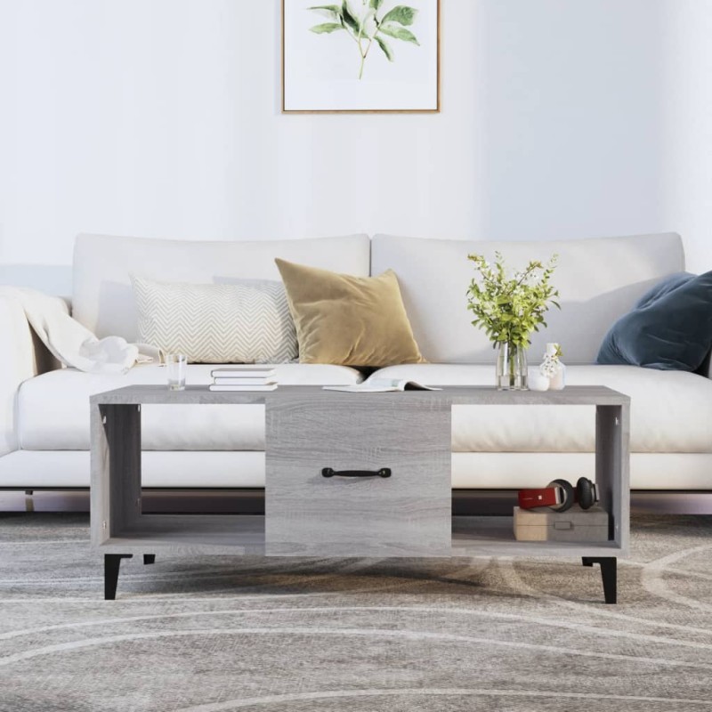 vidaXL Mesa de centro madera contrachapada gris Sonoma 102x50x40 cm vidaXL Mesa de centro madera contrachapada gris Sonoma 102x50x40 cm