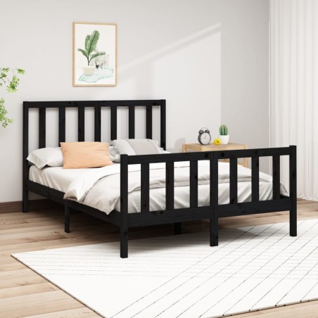 vidaXL Estructura de cama madera maciza de pino negro 150x200 cm