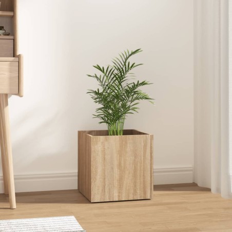 vidaXL Jardinera madera contrachapada color roble Sonoma 40x40x40 cm