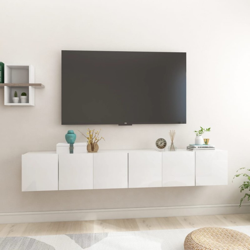 vidaXL Muebles de salón colgantes 3 unidades blanco brillo 60x30x30 cm vidaXL Muebles de salón colgantes 3 unidades blanco brillo 60x30x30 cm