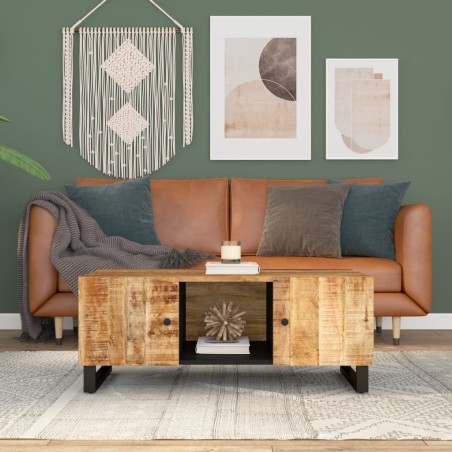 vidaXL Mesa de centro madera maciza mango y contrachapada 100x54x40 cm