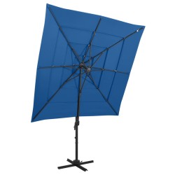 vidaXL Sombrilla de 4 niveles con poste de aluminio azul 250x250 cm