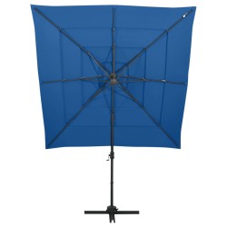 vidaXL Sombrilla de 4 niveles con poste de aluminio azul 250x250 cm