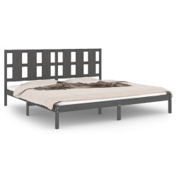 vidaXL Estructura de cama madera maciza gris Super King 180x200 cm