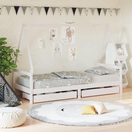 vidaXL Estructura cama niños con cajones madera pino blanco 80x200 cm 