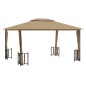 vidaXL Cenador con paredes laterales y techos dobles gris taupe 3x4 m
