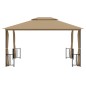 vidaXL Cenador con paredes laterales y techos dobles gris taupe 3x4 m