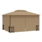 vidaXL Cenador con paredes laterales y techos dobles gris taupe 3x4 m