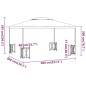 vidaXL Cenador con paredes laterales y techos dobles gris taupe 3x4 m