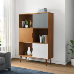 vidaXL Aparador MOLDE madera maciza de pino marrón 90x35x133,5 cm