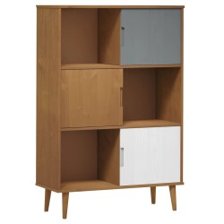 vidaXL Aparador MOLDE madera maciza de pino marrón 90x35x133,5 cm