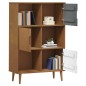 vidaXL Aparador MOLDE madera maciza de pino marrón 90x35x133,5 cm vidaXL Aparador MOLDE madera maciza de pino marrón 90x35x133,5 cm