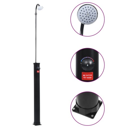 vidaXL Ducha solar de jardín negro 215 cm 8 L