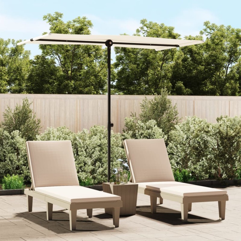 vidaXL Sombrilla de jardín con palo de aluminio blanco arena 180x110cm 