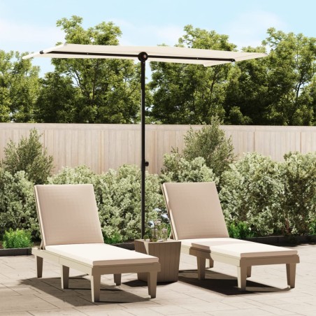 vidaXL Sombrilla de jardín con palo de aluminio blanco arena 180x110cm 