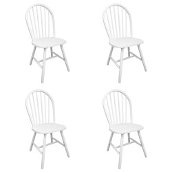 vidaXL Sillas de comedor 4 unidades madera maciza de caucho blanco