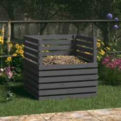 vidaXL Compostador de madera maciza de pino gris 80x80x78 cm