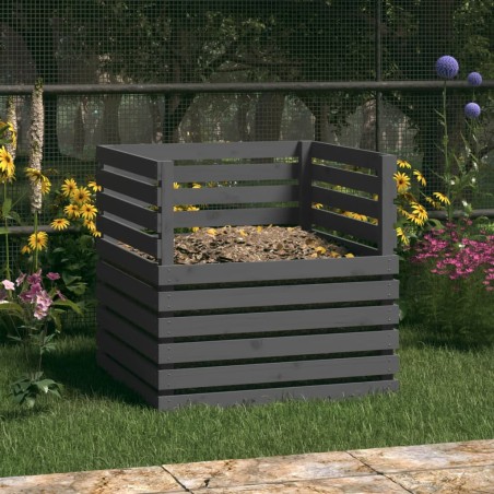 vidaXL Compostador de madera maciza de pino gris 80x80x78 cm