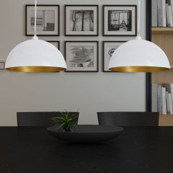 vidaXL Lámpara de techo 2 uds altura ajustable semiesférica blanca 