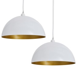vidaXL Lámpara de techo 2 uds altura ajustable semiesférica blanca 