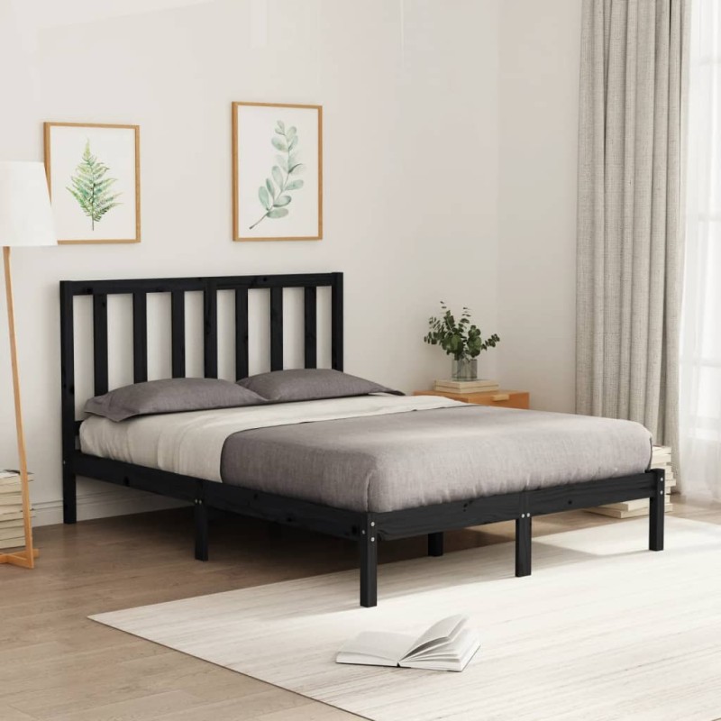 vidaXL Estructura de cama madera maciza de pino negro 120x200 cm vidaXL Estructura de cama madera maciza de pino negro 120x200 cm
