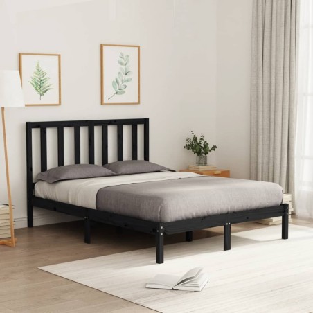 vidaXL Estructura de cama madera maciza de pino negro 120x200 cm