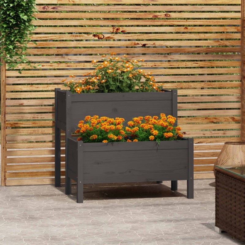 vidaXL Jardinera de madera maciza de pino gris 84,5x84x75 cm vidaXL Jardinera de madera maciza de pino gris 84,5x84x75 cm