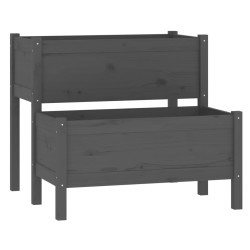 vidaXL Jardinera de madera maciza de pino gris 84,5x84x75 cm