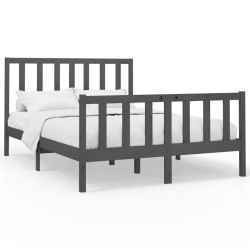 vidaXL Estructura de cama madera maciza de pino gris 150x200 cm