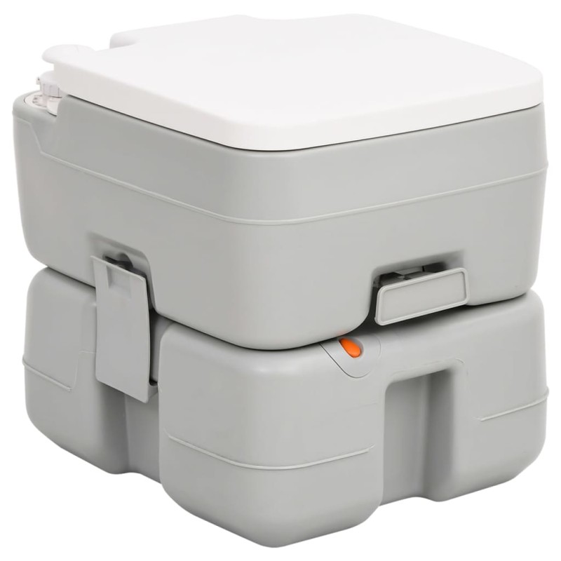 vidaXL Inodoro de camping portátil HDPE gris y blanco 15+10 L vidaXL Inodoro de camping portátil HDPE gris y blanco 15+10 L