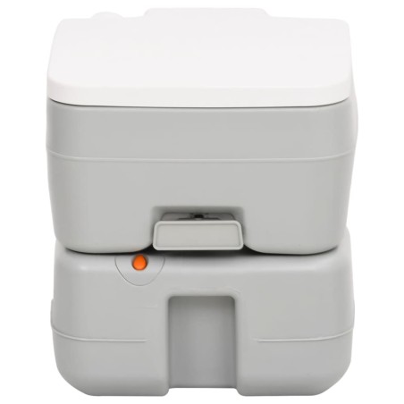 vidaXL Inodoro de camping portátil HDPE gris y blanco 15+10 L