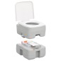 vidaXL Inodoro de camping portátil HDPE gris y blanco 15+10 L vidaXL Inodoro de camping portátil HDPE gris y blanco 15+10 L