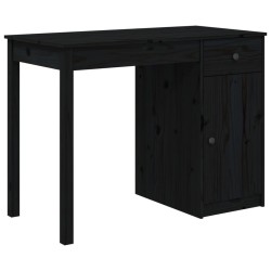 vidaXL Escritorio de madera maciza de pino negro 100x50x75 cm