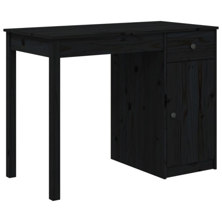 vidaXL Escritorio de madera maciza de pino negro 100x50x75 cm