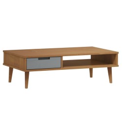 vidaXL Mesa de centro MOLDE madera maciza de pino marrón 100x55x31 cm
