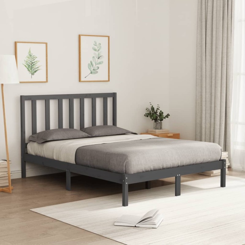vidaXL Estructura de cama de madera maciza gris 120x200 cm vidaXL Estructura de cama de madera maciza gris 120x200 cm